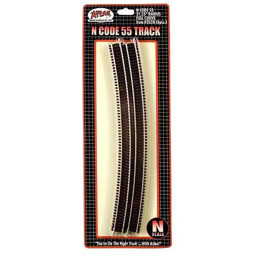 Atlas N Code 55 Track w/Nickel-Silver Rail & Brown Ties - 21-1/4" Radius Full Curve pkg(6)