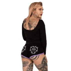 Barbed Wire Heart Eye Purple Trim Dolphin Hot Shorts