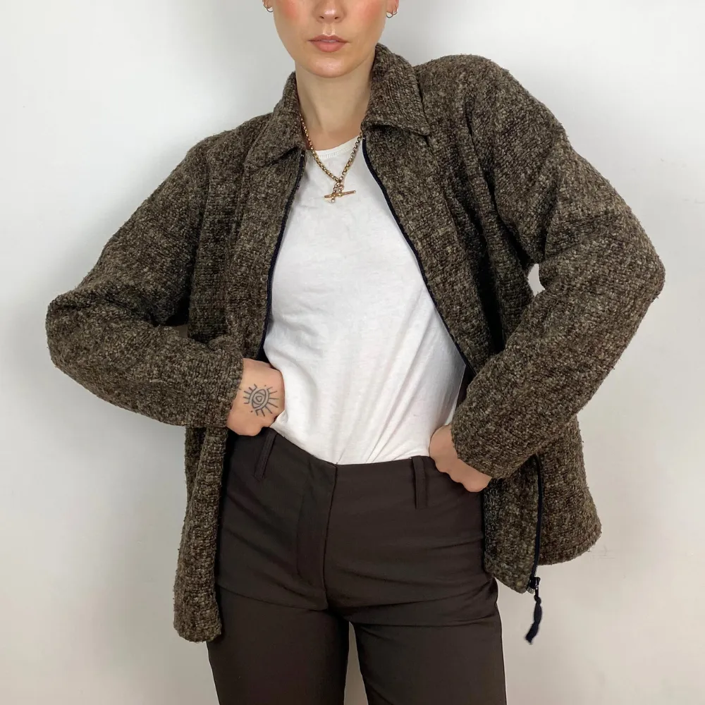 Brown Zip Up Knit - SMALL