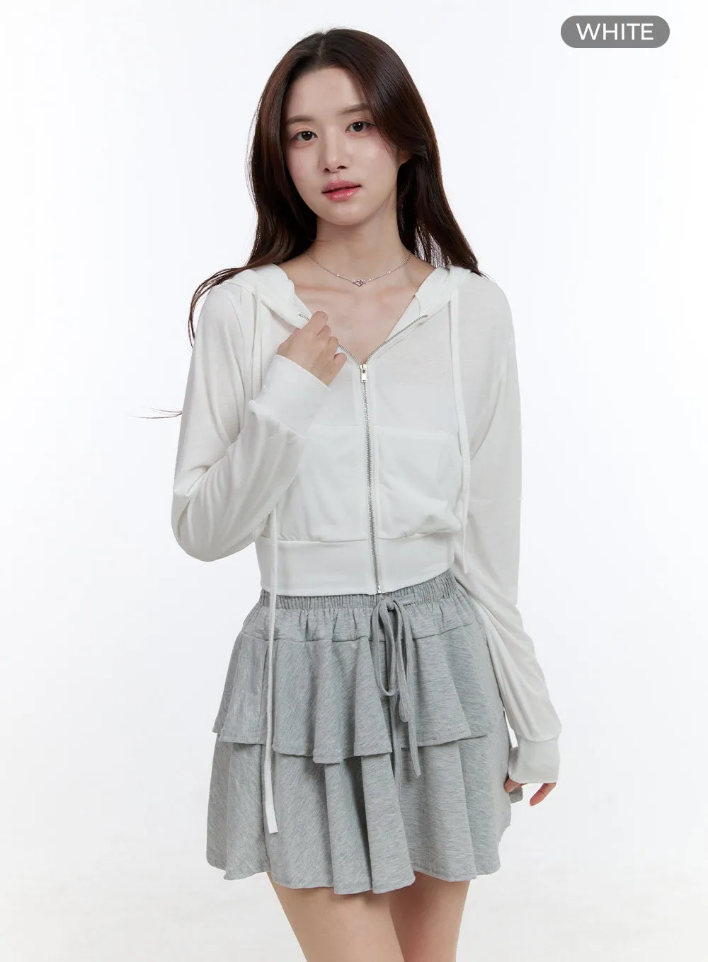 Cropped Zip-Up Hoodie OO407