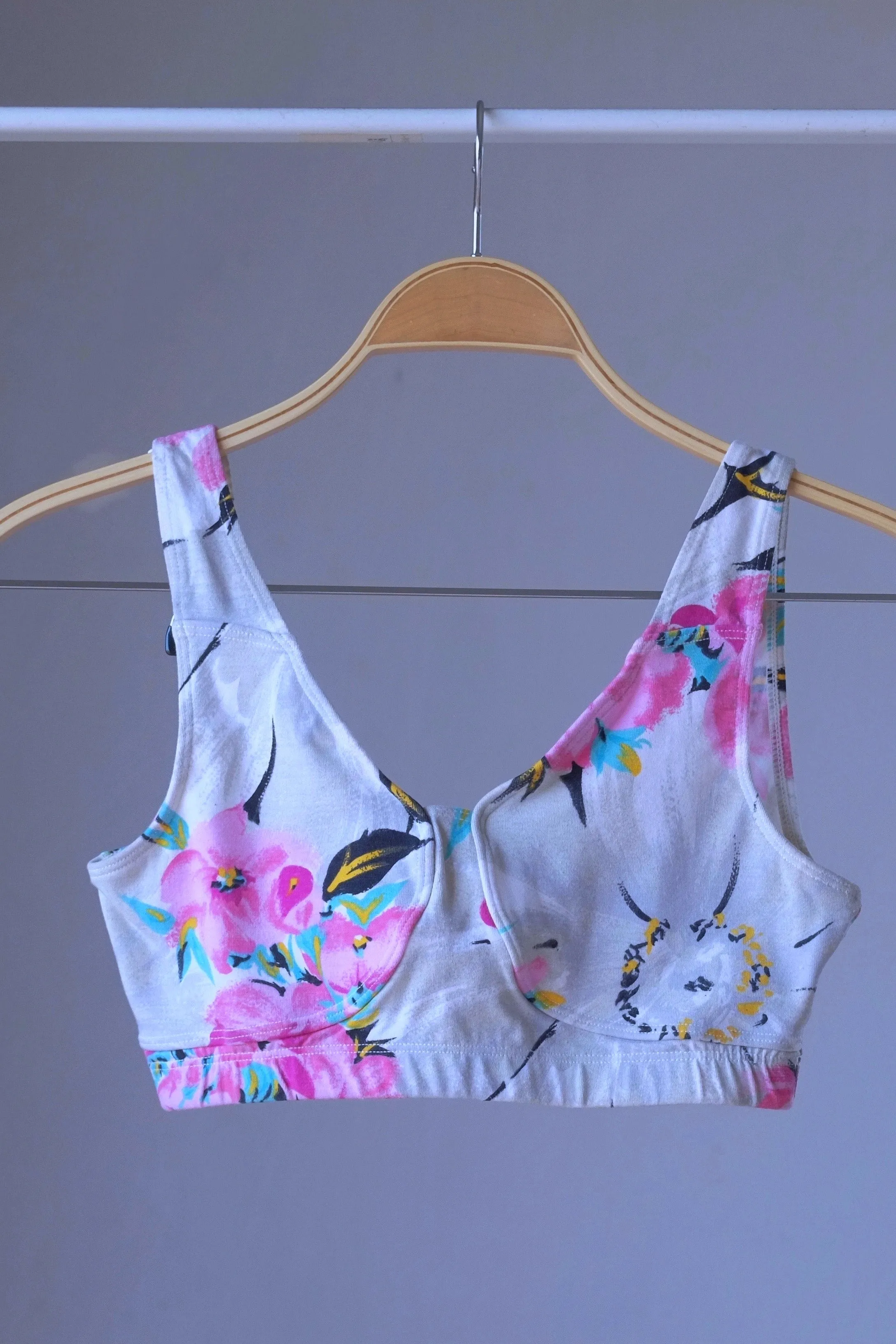 DANSKIN Cotton Flower Print Sports Bra