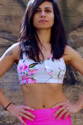 DANSKIN Cotton Flower Print Sports Bra