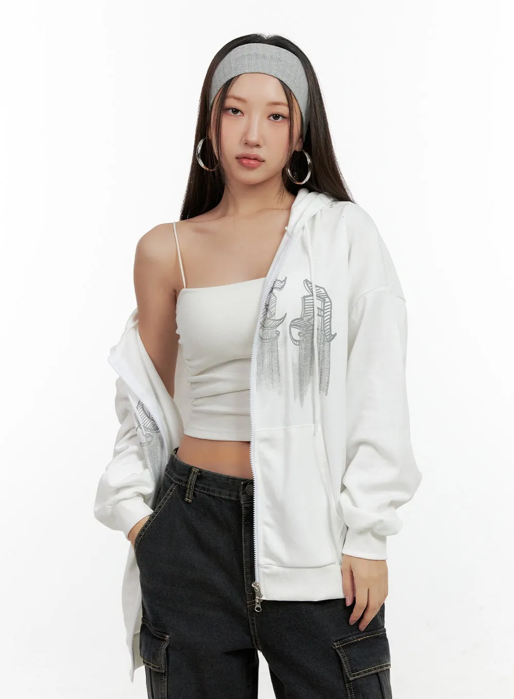 Graphic Zip-Up Hoodie CN406
