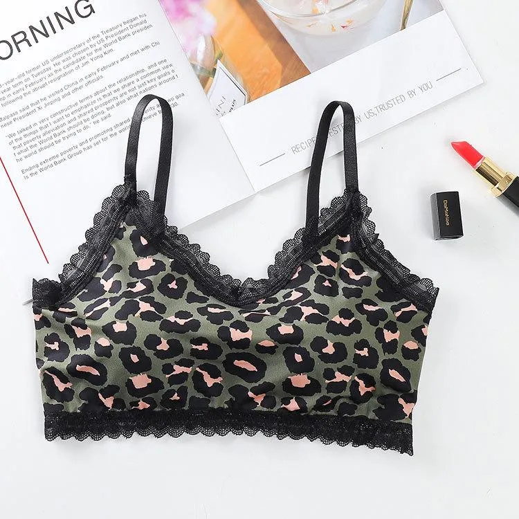 Ladies Sexy Leopard Print Sports Bra Underwire Bra