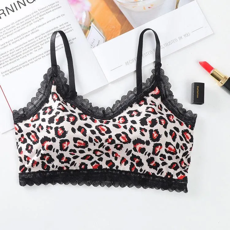 Ladies Sexy Leopard Print Sports Bra Underwire Bra
