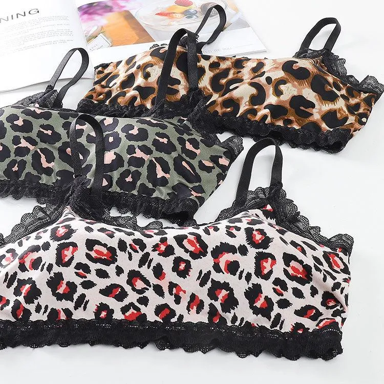 Ladies Sexy Leopard Print Sports Bra Underwire Bra