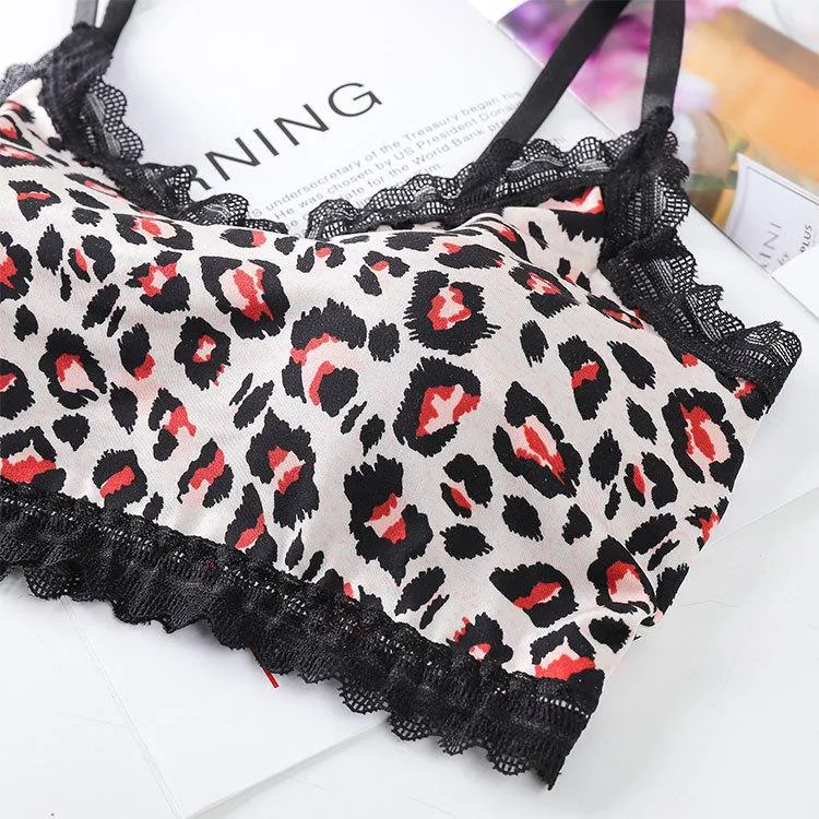 Ladies Sexy Leopard Print Sports Bra Underwire Bra
